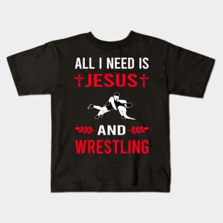 I Need Jesus And Wrestling Wrestler Kids T-Shirt